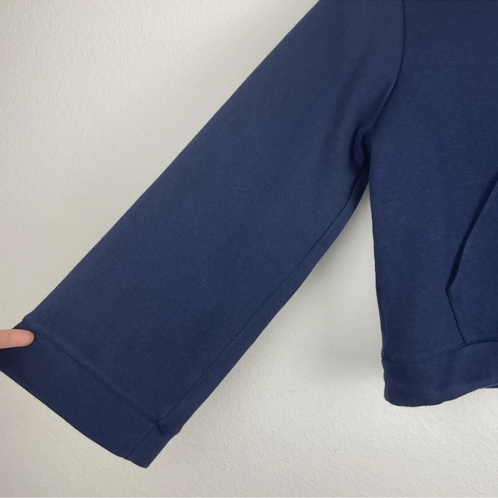 Women’s J. Crew Navy Blue Cropped Hooded Pullover Size XS Sweatshirt - Picture 4 of 11